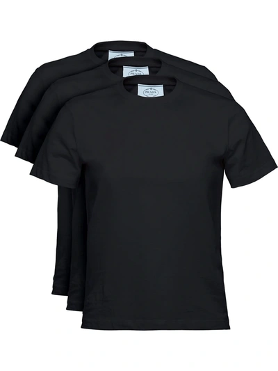 Prada Three-pack T-shirts In Black
