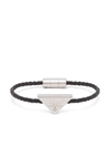 Prada Triangle-logo Woven Bracelet In Black