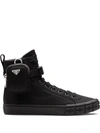 PRADA WHEEL RE-NYLON HIGH-TOP SNEAKERS