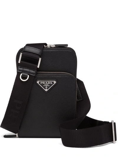 Prada Saffiano Leather Smartphone Case In Black