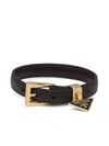 Prada Triangle-logo Leather Bracelet In Gold