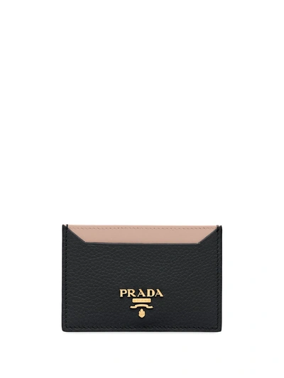 Prada Two-tone Cardholder In Black