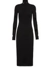 Prada Cut-out Roll-neck Midi Dress In Black