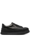 Jil Sander Black Vulcanized Sneakers In Black