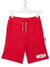 Gcds Teen Logo-print Jersey Shorts In Red
