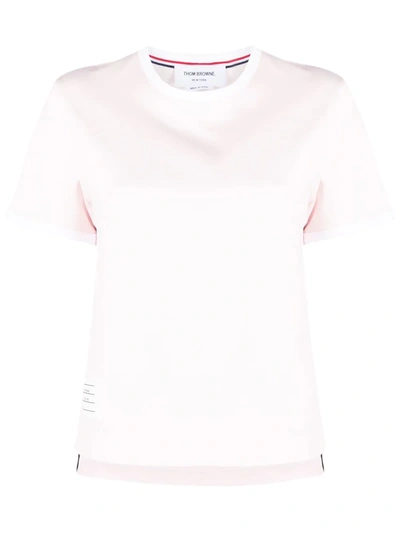 Thom Browne Contrast Trim Cotton T-shirt In Pink