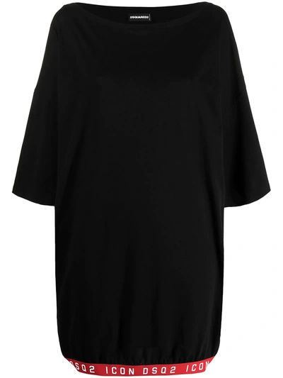 Dsquared2 Logo Trim Maxi T-shirt Dress In Black