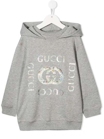 Gucci Vintage Logo-print Hoodie In Grey