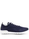 Kiton Embroidered Logo Low-top Sneakers In Dark Blue