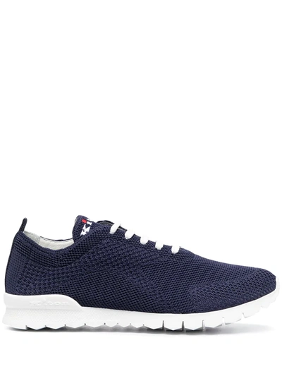 Kiton Embroidered Logo Low-top Sneakers In Navy