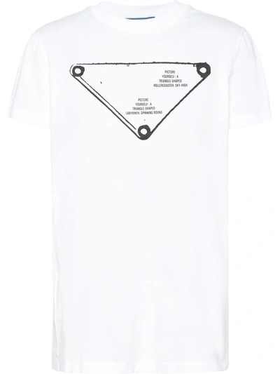 Prada Triangle-logo Crew-neck T-shirt In White