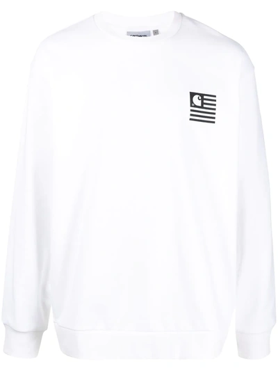 Carhartt Wavy State Logo-print Sweatshirt In White