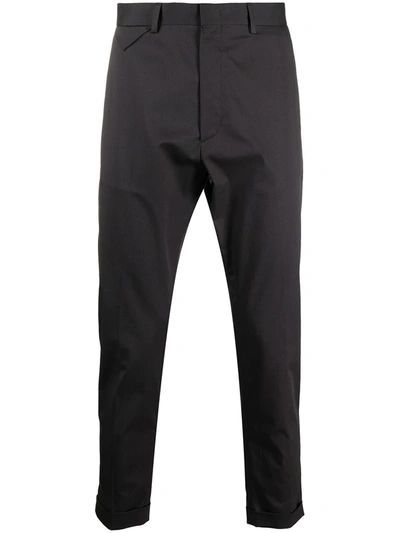 Low Brand Cropped Virgin Wool Chino Trousers In Grey