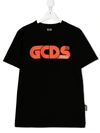 Gcds Teen Logo-print Short-sleeved T-shirt In Black