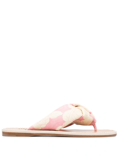 Miu Miu Floral-print Slip-on Sandals In Rosa