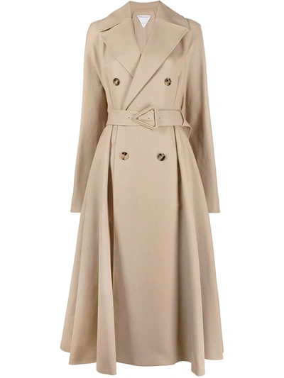 Bottega Veneta Double-breasted Water-repellent Canvas Trench Coat In Neutral