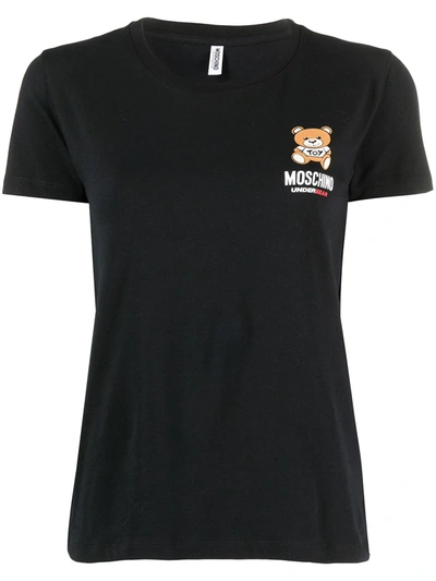 Moschino Teddy Under Bear Logo Print T-shirt In Black