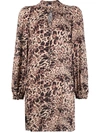 PATRIZIA PEPE LEOPARD PRINT TIE-NECK DRESS