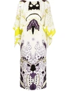 Valentino World Arazzo Print Cape-style Draped Dress In White