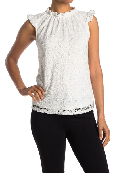 Adrianna Papell Paisley Lace Knit Sleeveless Top In Natural