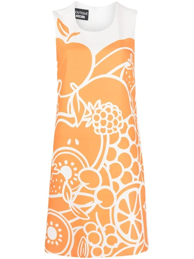 Boutique Moschino Fruit Print Shift Dress In White