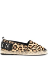 Philipp Plein Leopard-print Slip-on Espadrilles In Brown