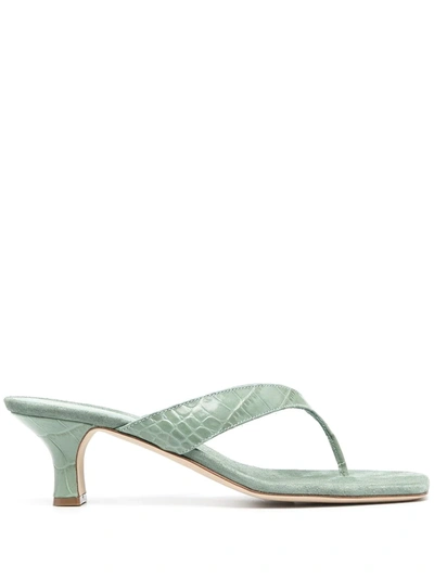 Paris Texas Green Crocodile-effect Flip-flop Sandals