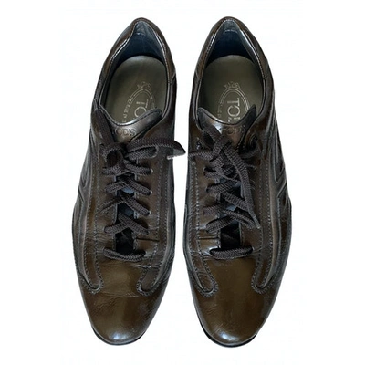 Pre-owned Tod's Leather Trainers In Brown