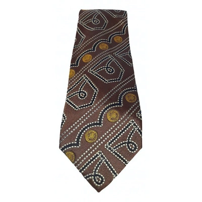 Pre-owned Moschino Silk Tie In Brown