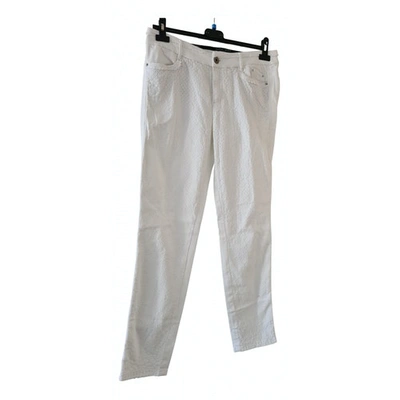 Pre-owned Marc Cain Straight Pants In White