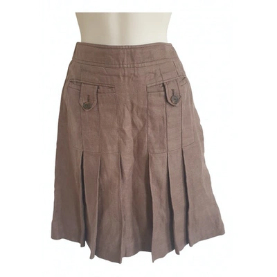 Pre-owned Valentino Linen Mid-length Skirt In Brown