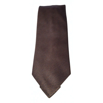 Pre-owned Les Copains Silk Tie In Brown