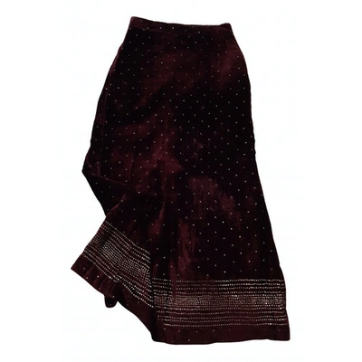 Pre-owned Romeo Gigli Velvet Maxi Skirt In Burgundy