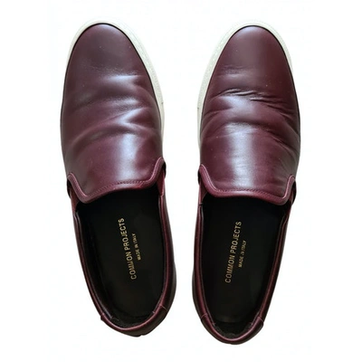 Pre-owned Common Projects Leather Trainers In Burgundy