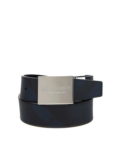 Burberry London Check Patterned Belt In Blue