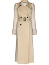 Maison Margiela Doppelreihiger Trenchcoat Aus Baumwoll-gabardine Mit Charmeuse-einsatz In Neutrals