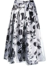Comme Des Garçons X Mickey Mouse Print Satin Midi Skirt In Grey