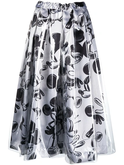 Comme Des Garçons Black & White Disney Edition Mickey Mouse Layered Skirt In Mixed