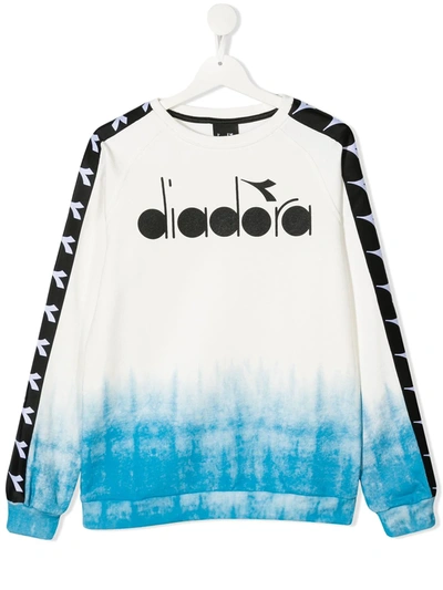Diadora Junior Teen Logo Front Cotton Sweatshirt In Blue