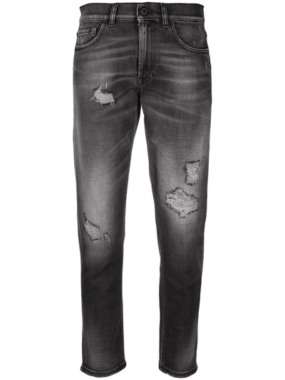 Dondup Distressed Cropped Jeans In Grey