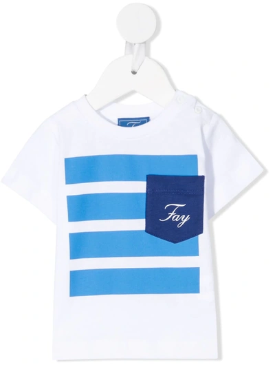 Fay Babies' Cotton Tshirt With Logo And Pocket In 白色