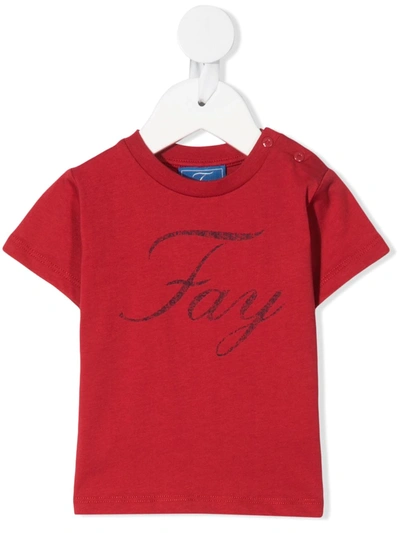 Fay Babies' Logo-print Short-sleeved T-shirt In 红色