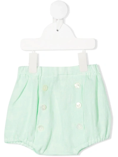 Siola Babies' Button-up Linen Shorts In Green