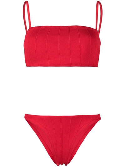 Hunza G Gigi Textured Bikini Set In Red