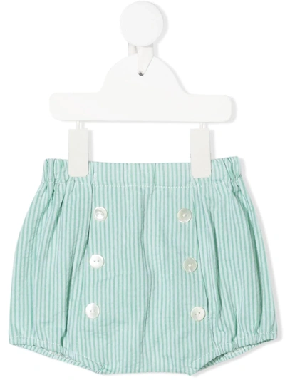 Siola Babies' Striped Button-up Shorts In Green