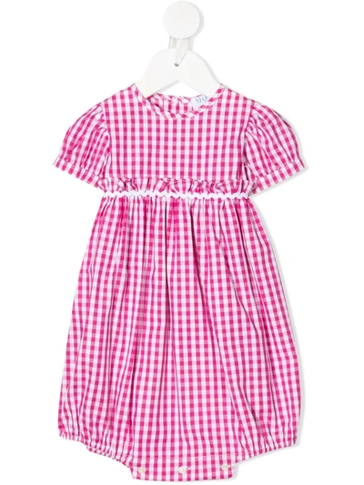 Siola Babies' Gingham-print Tie-fastening Top In 粉色