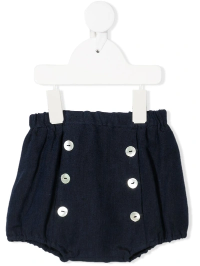 Siola Babies' Button-up Linen Shorts In Blue