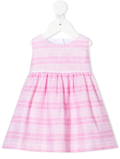Siola Babies' Striped Tie-fastening Dress In Pink