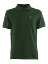 Barbour Polo Shirt In Pique Cotton With Logo In Racing Green