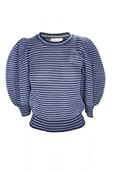 Red Valentino Ribbed Edge Top In Blue